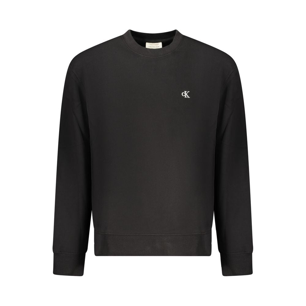 Black Calvin Klein men's cotton sweatshirt with a classic crewneck design and subtle branding detail.