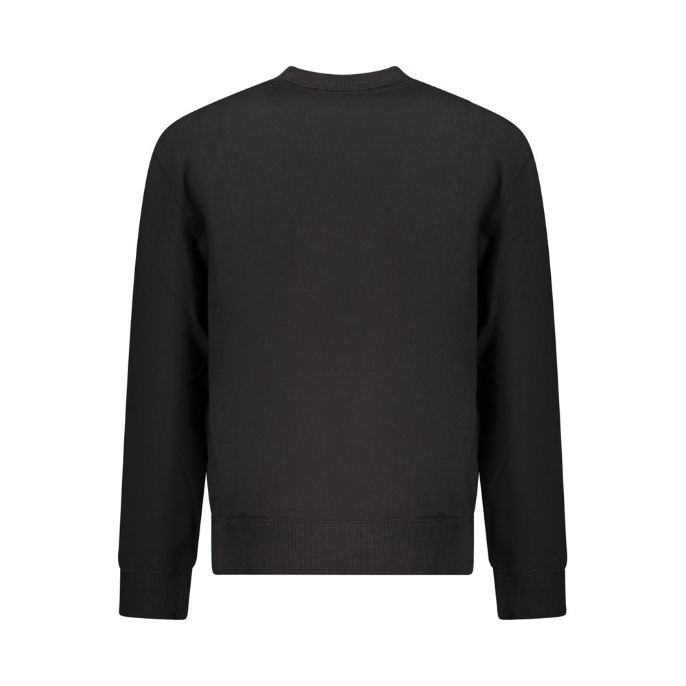 Black Calvin Klein men's cotton sweatshirt with crew neck and long sleeves, casual and comfortable for everyday wear.