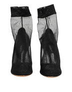 Dolce & Gabbana Black Nylon Stretch Mesh Sock Boots  Shoes - Eljoys Fashion 