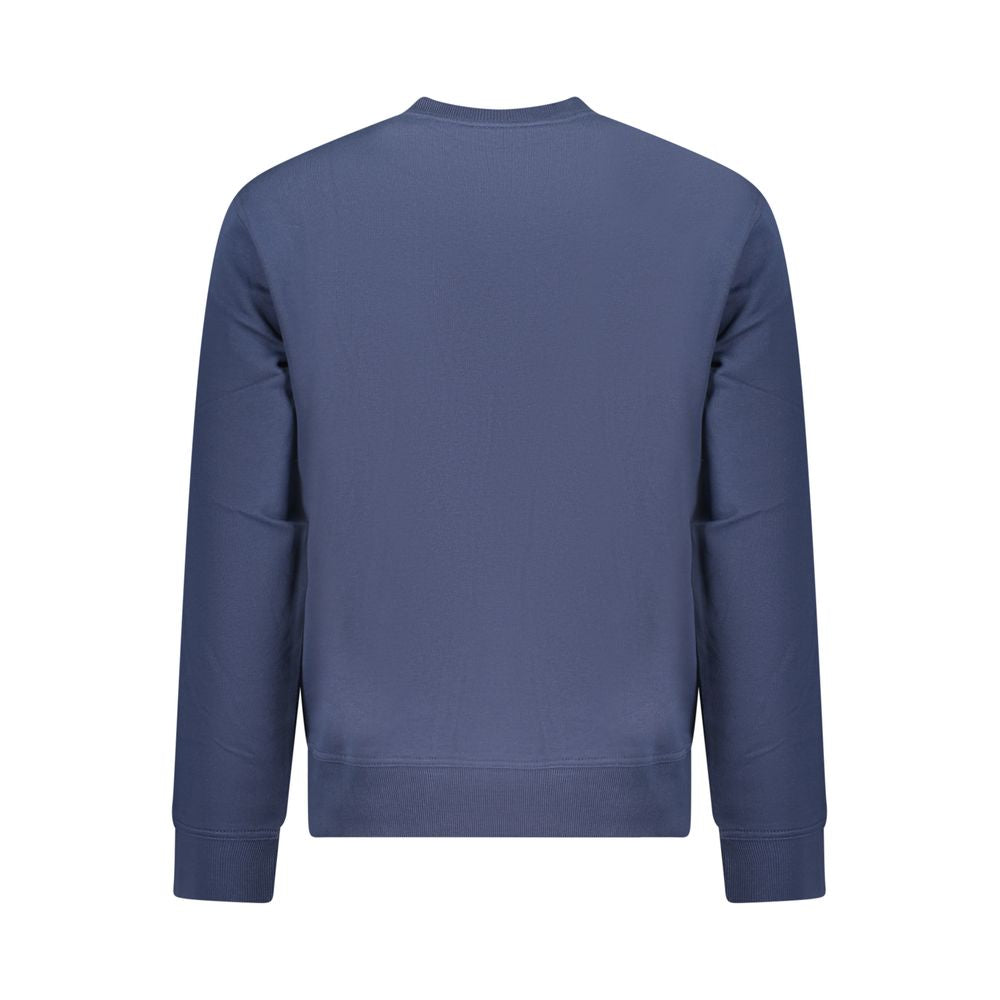 Hugo Boss blue cotton men's sweatshirt with crew neckline and long sleeves, casual fit, and subtle logo detail.