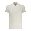 Calvin Klein Bianco cotton men's polo shirt with a classic collar and short sleeves, displayed on a plain background.