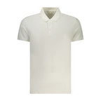 Calvin Klein Bianco cotton men's polo shirt with a classic collar and short sleeves, displayed on a plain background.