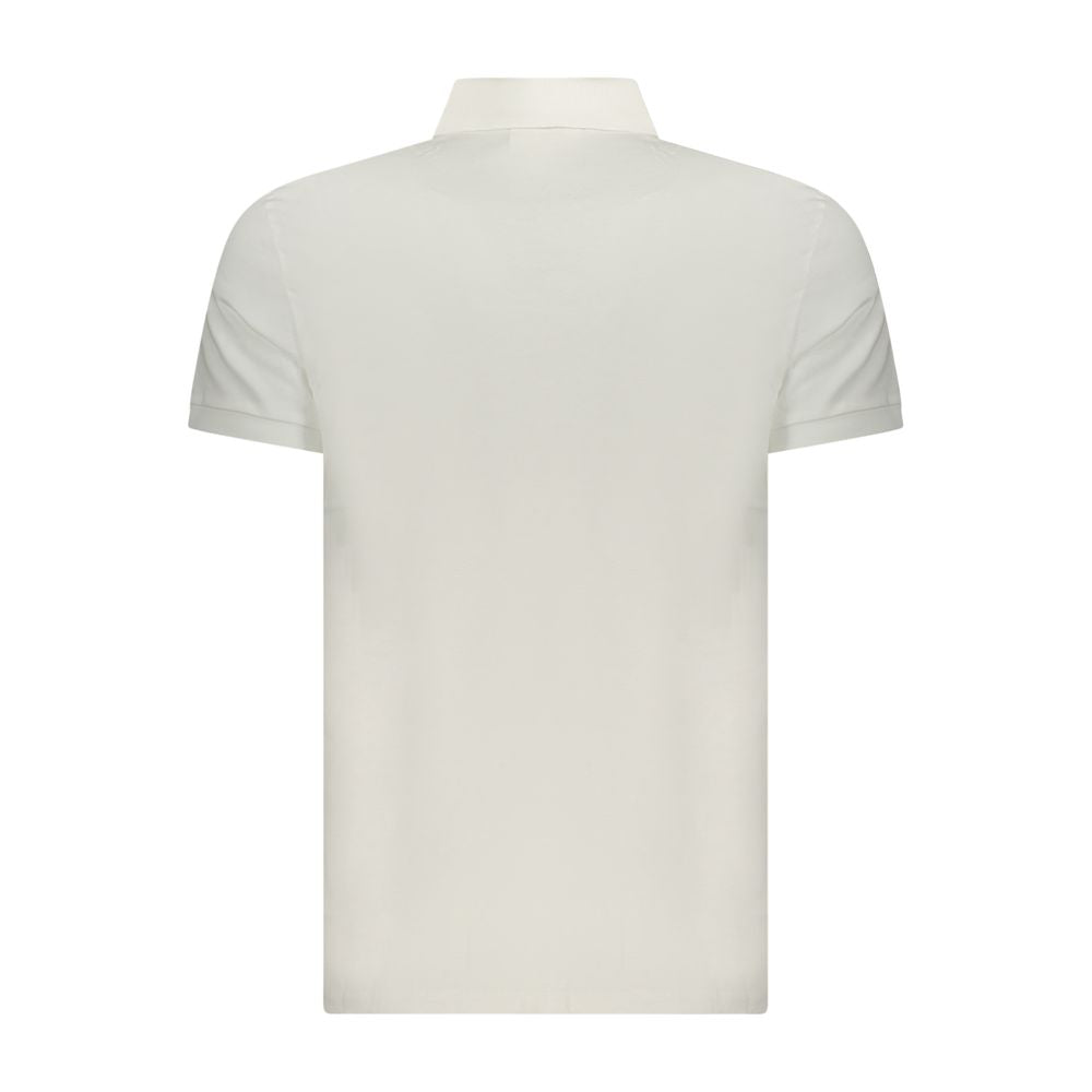 Calvin Klein Bianco cotton men's polo shirt with a classic collar and short sleeves, displayed on a neutral background.