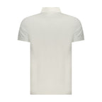 Calvin Klein Bianco cotton men's polo shirt with a classic collar and short sleeves, displayed on a neutral background.