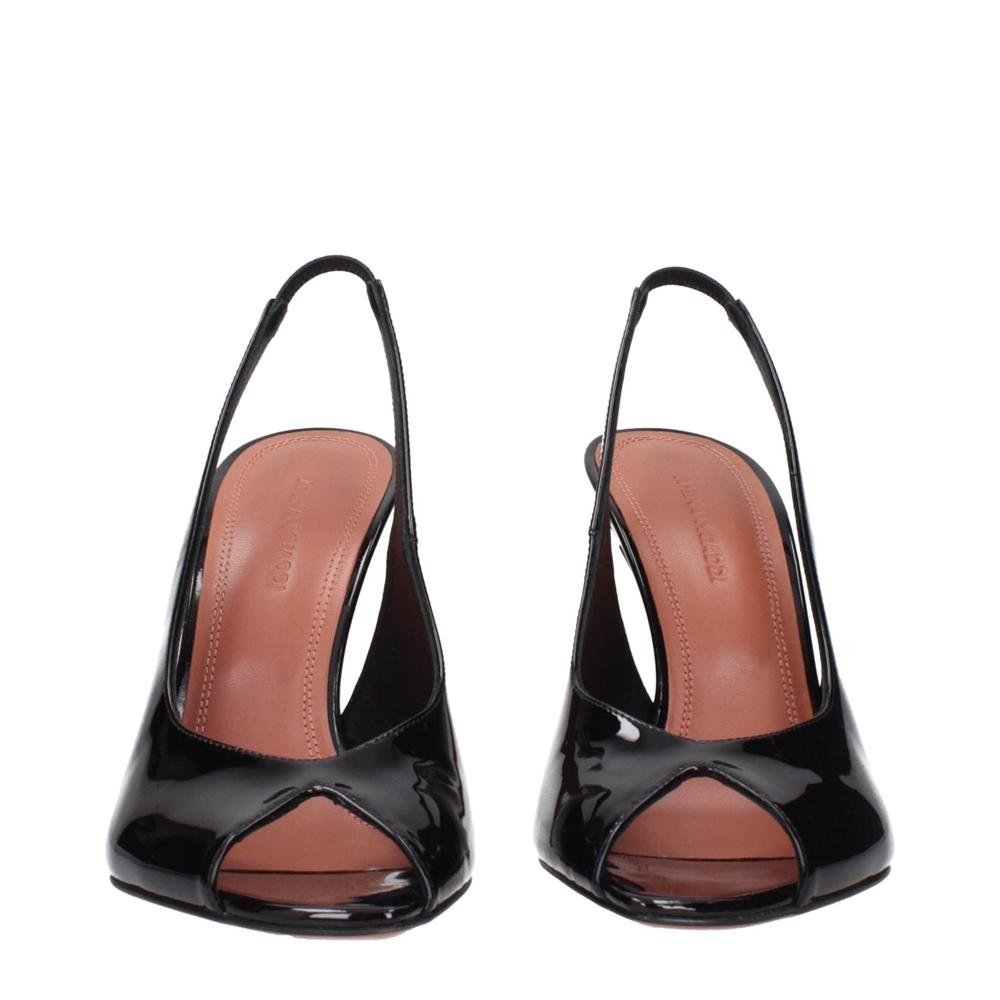 Amina Muaddi Black Leather Stiletto Heel Sandals Amina Muaddi