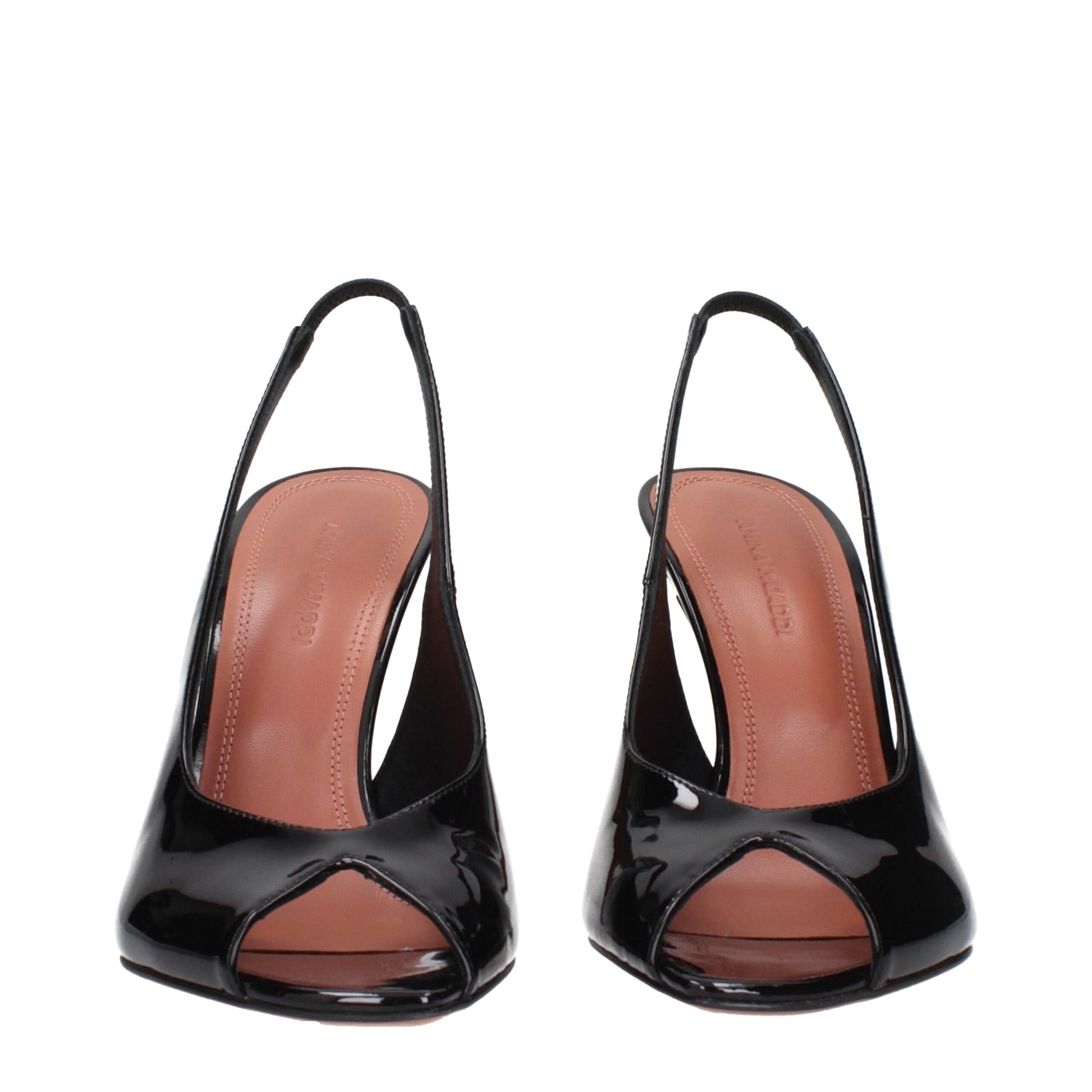 Amina Muaddi Black Leather Stiletto Heel Sandals Amina Muaddi
