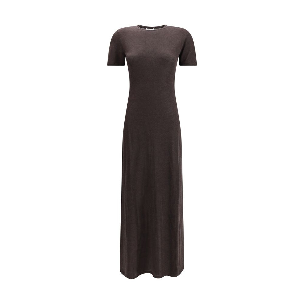 Ferragamo Brown Fleece Wool Long Dress Ferragamo