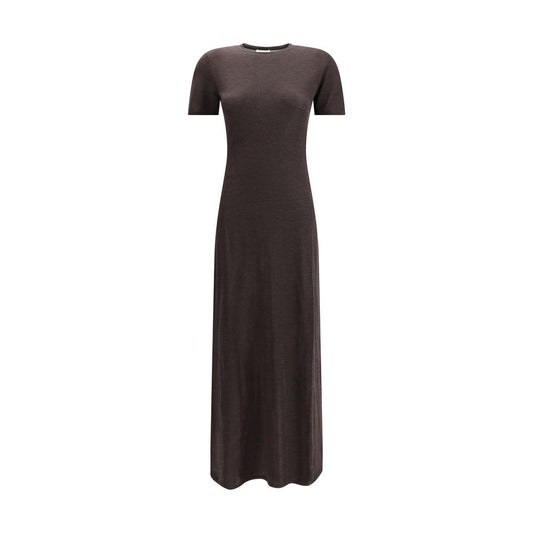 Ferragamo Brown Fleece Wool Long Dress Ferragamo