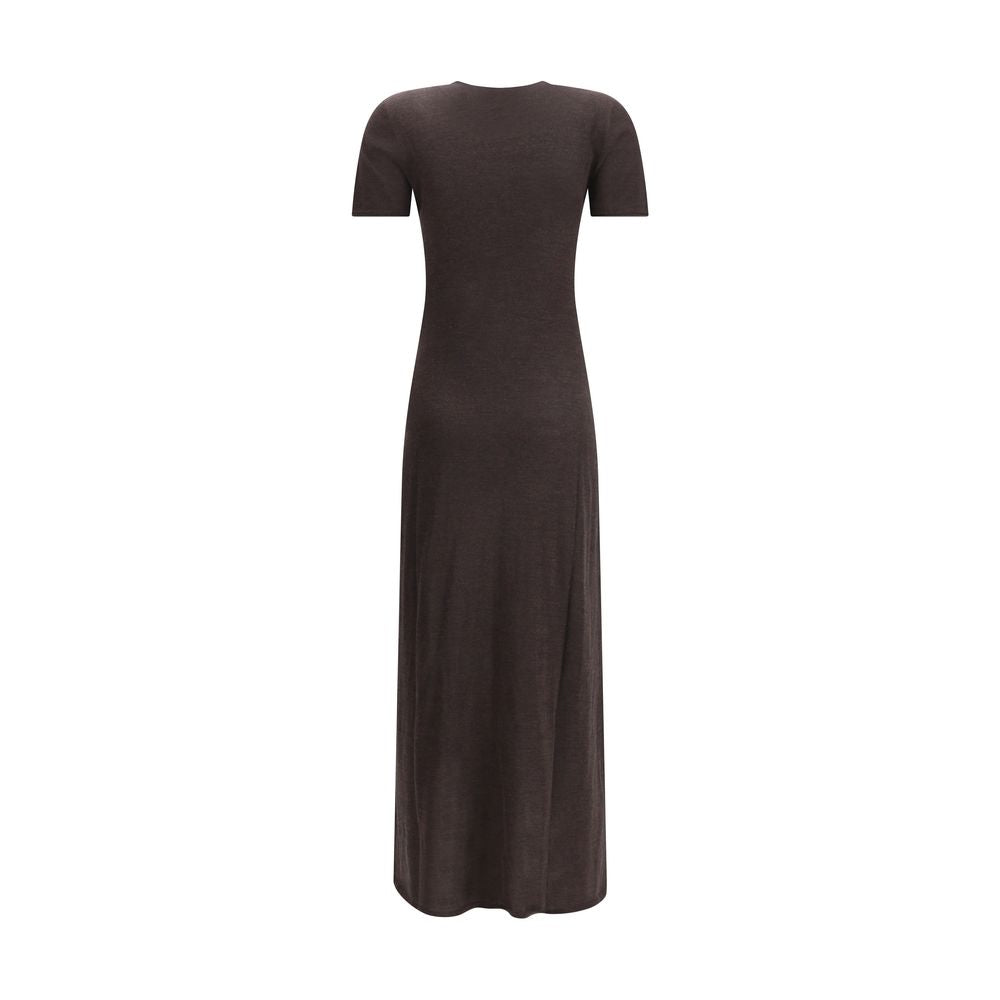 Ferragamo Brown Fleece Wool Long Dress Ferragamo