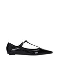 Black leather ballet flats by The Attico, featuring a sleek design with a rounded toe and minimalistic style.