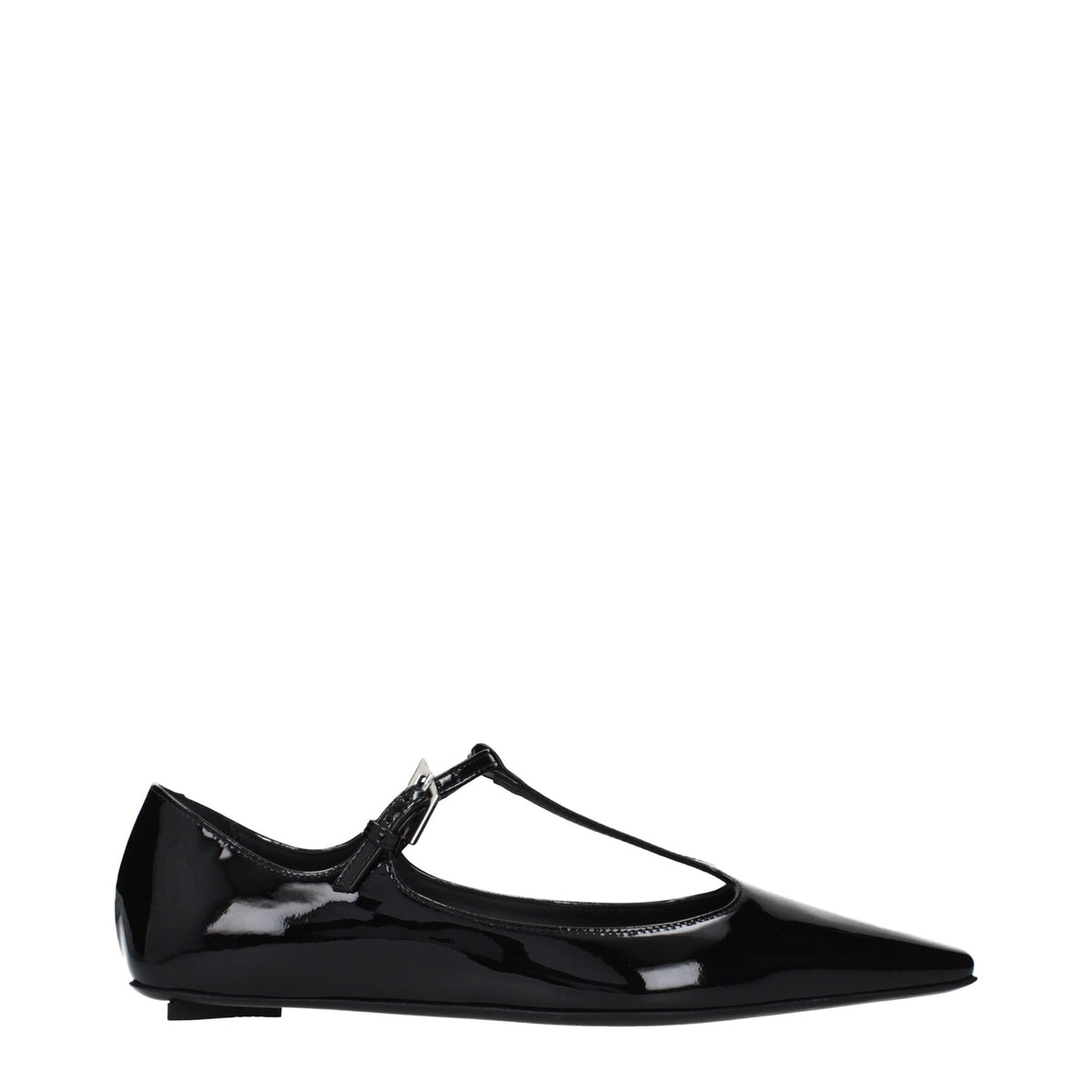 Black leather ballet flats by The Attico, featuring a sleek design with a rounded toe and minimalistic style.