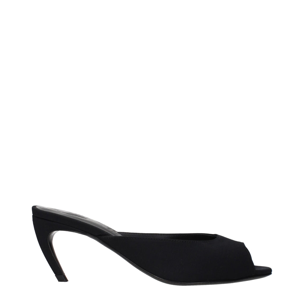 Black fabric flat sandals by The Attico featuring sleek design and minimalistic style, perfect for casual or chic summer looks.