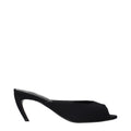 Black fabric flat sandals by The Attico featuring sleek design and minimalistic style, perfect for casual or chic summer looks.