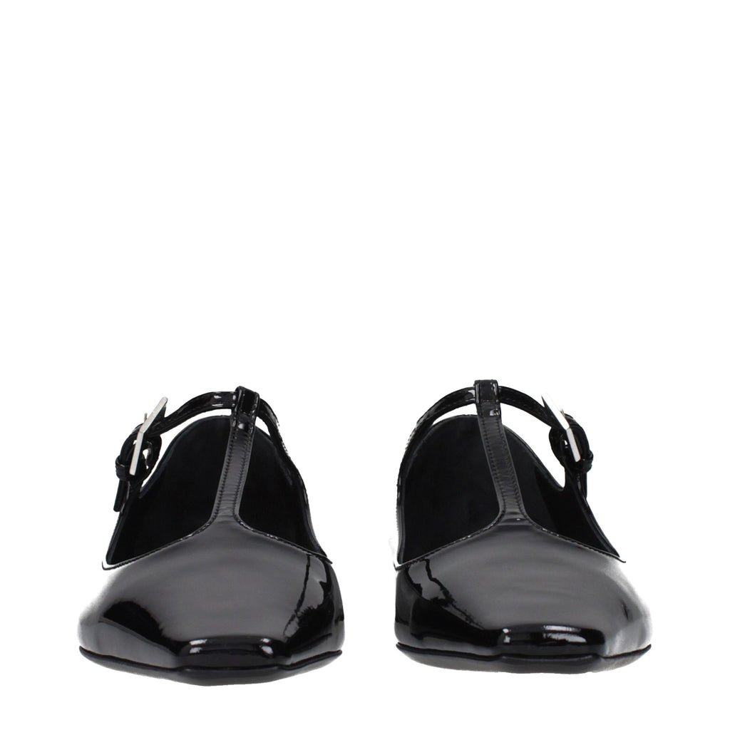 Black leather ballet flats by The Attico featuring a sleek, minimalist design and rounded toe for elegant, comfortable wear.