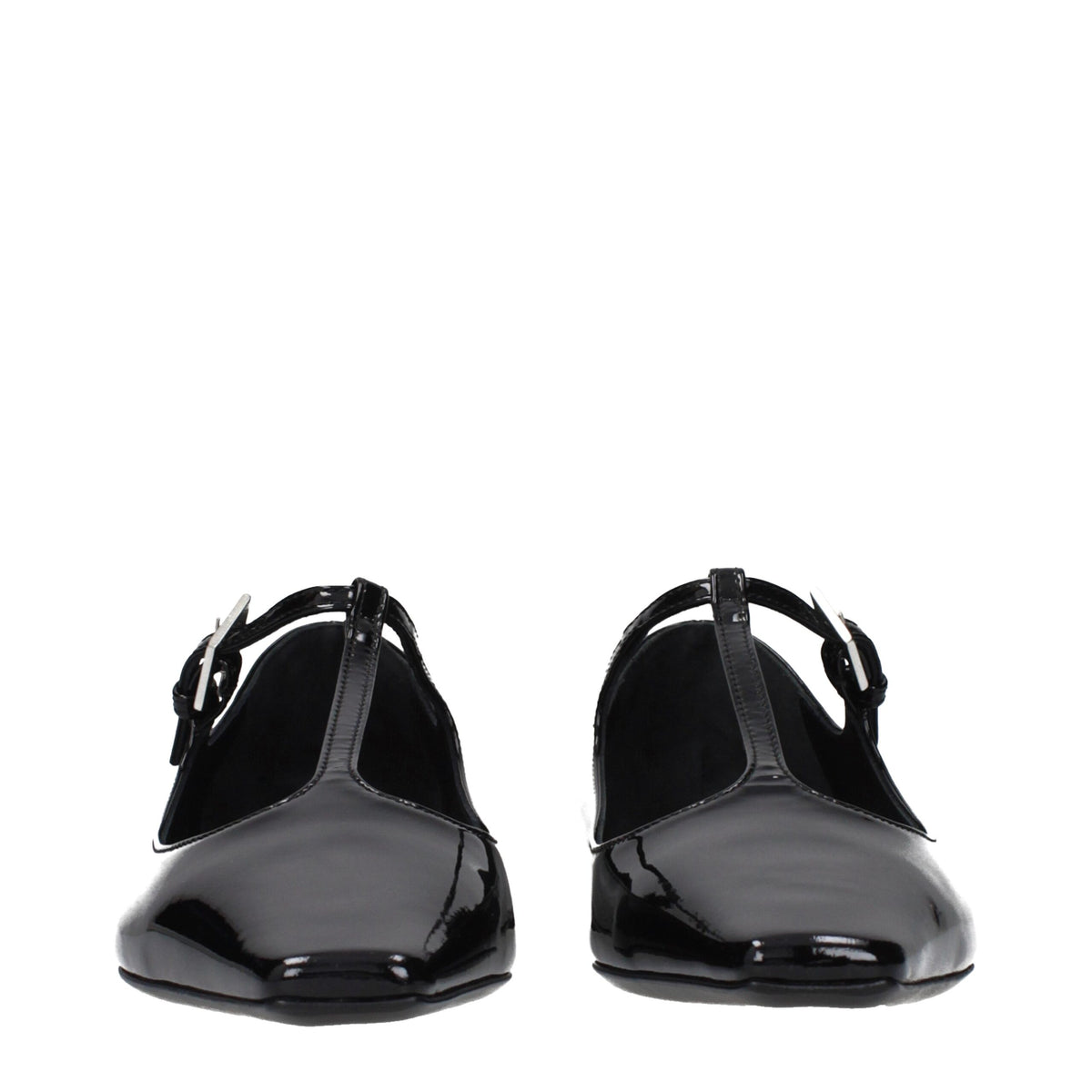 Black leather ballet flats by The Attico featuring a sleek, minimalist design and rounded toe for elegant, comfortable wear.