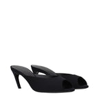 Black fabric flat sandals by The Attico featuring a minimalist design and open toes.