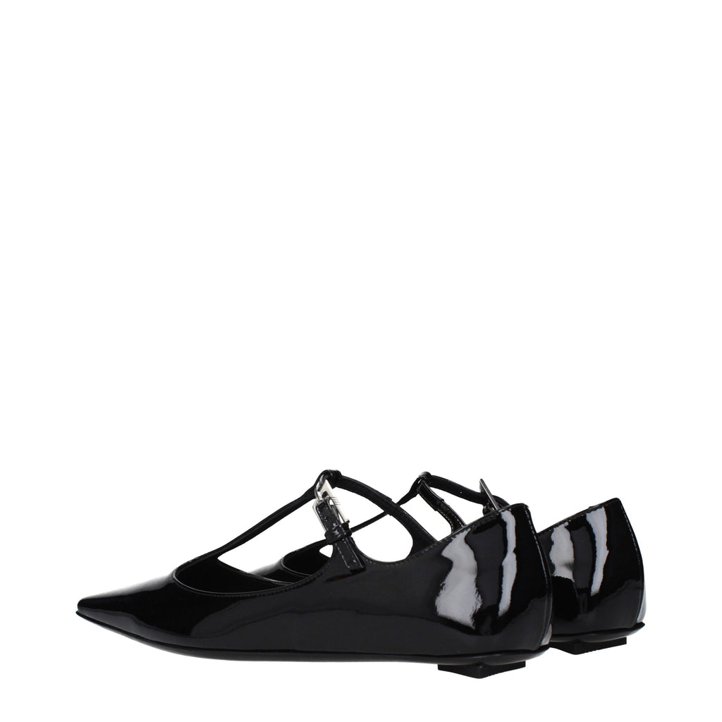 Black leather ballet flats by The Attico with a sleek, minimalist design and rounded toe.