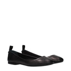 Black leather ballet flats by The Attico featuring a sleek, classic design with a rounded toe and minimal stitching.