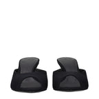 Black fabric flat sandals by The Attico with minimalist design and open toe, perfect for casual summer wear.