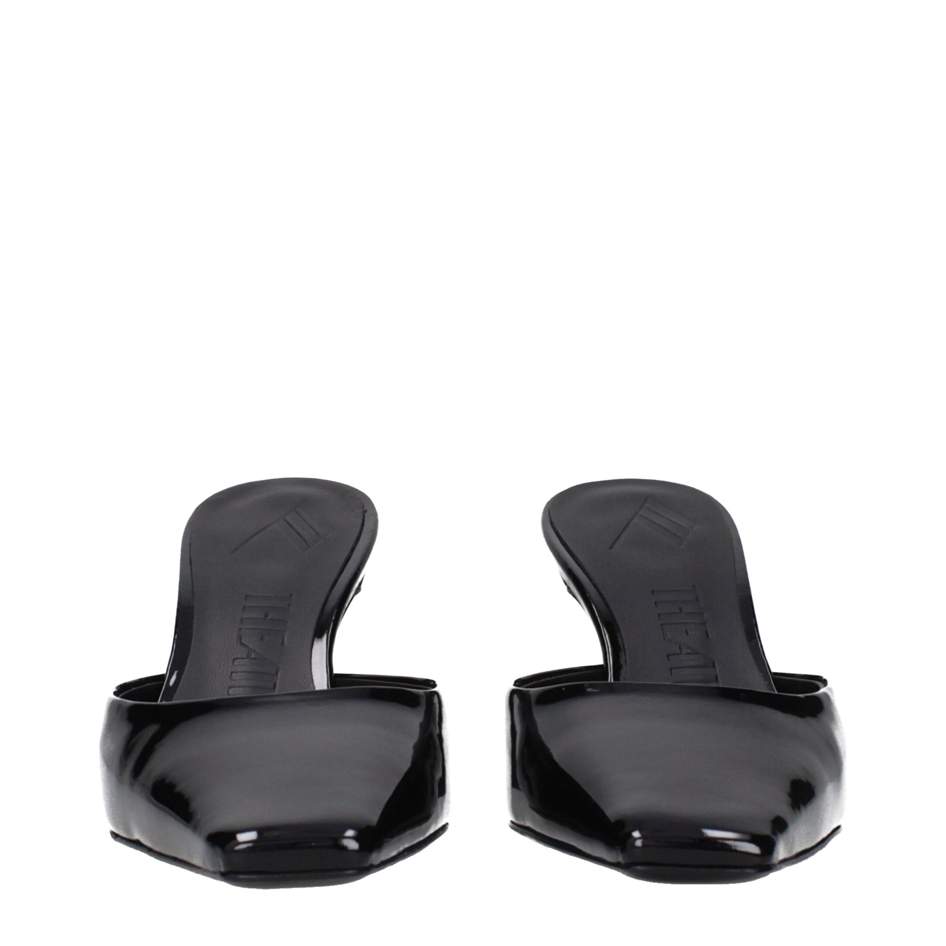 The Attico Black Leather Flat Sandals The Attico