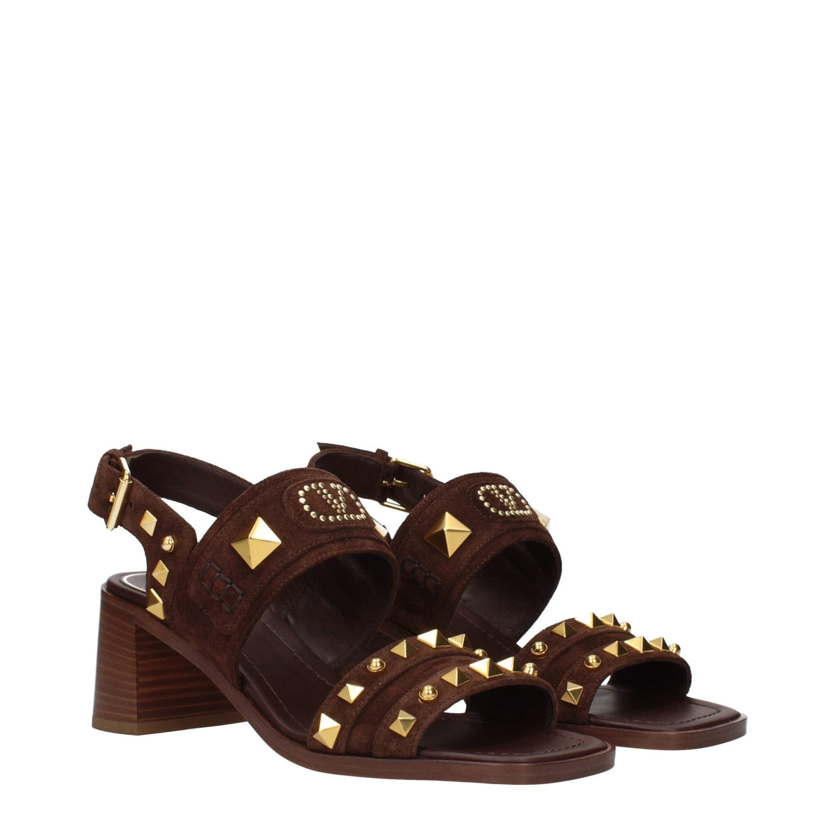 Brown leather strap-on sandals by Valentino Garavani featuring sleek design and open toe style.