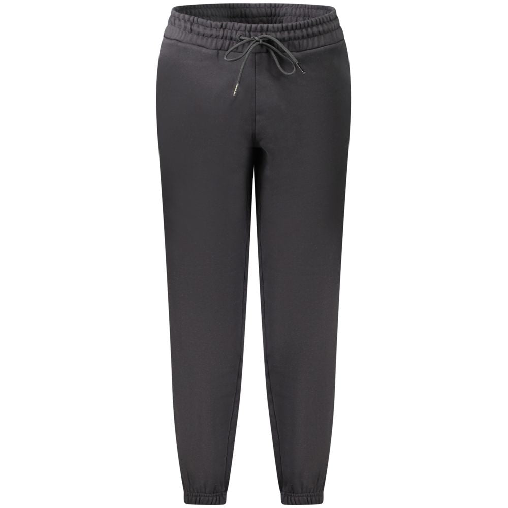 Black cotton women's sport trousers by Napapijri, shown with a relaxed fit and elastic waistband for comfortable casual wear.
