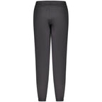 Black Napapijri cotton women's sport trousers laid flat, showing slim fit design and elastic waistband.