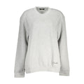 Cavalli Class gray polyester women's sweatshirt with a relaxed fit and round neckline, displayed on a hanger.
