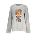 Cavalli Class gray polyester women's sweatshirt with a relaxed fit and round neckline, casual and comfortable style.
