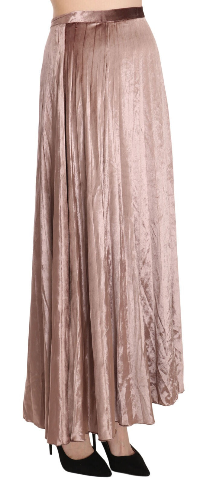 Mangano Chocolate Viscose High Waist A-line Maxi Skirt Mangano