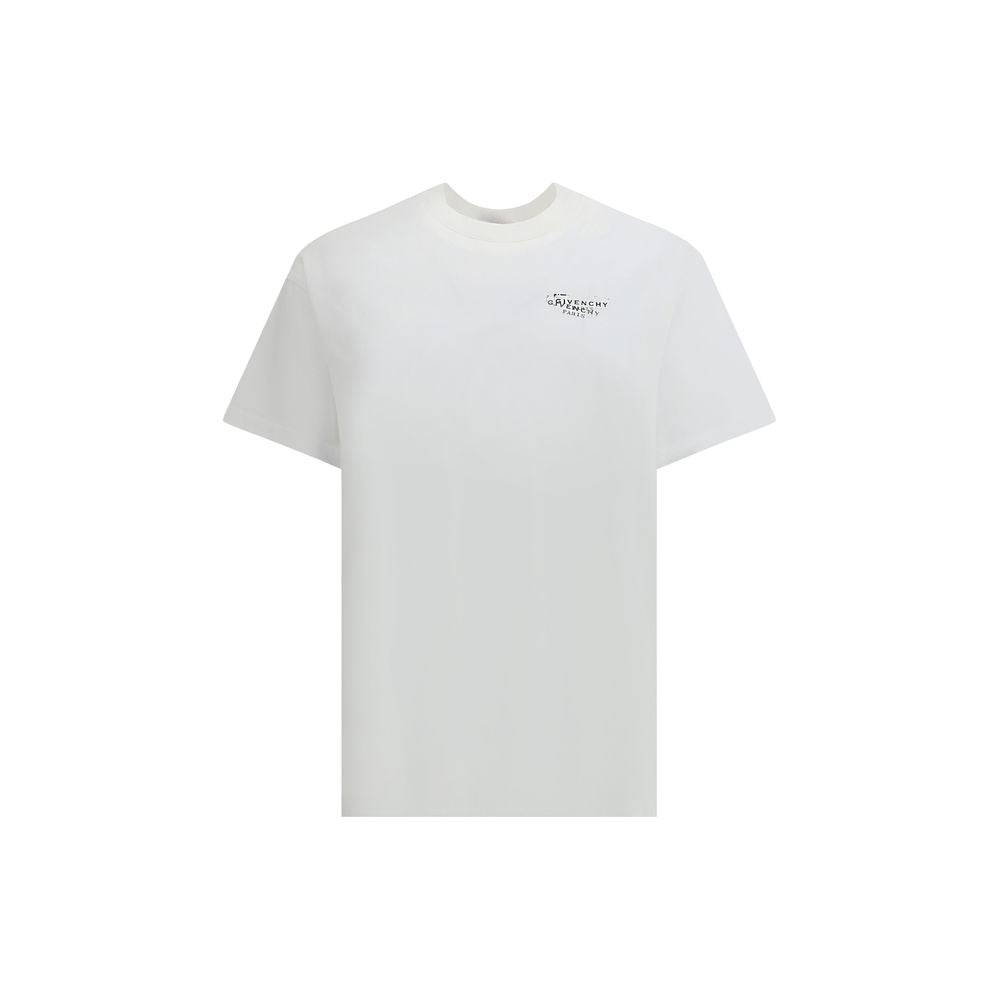 Givenchy white cotton T-shirt displayed on a flat surface with a classic round neckline and short sleeves.