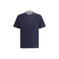 Blue cotton T-shirt by Brunello Cucinelli with a classic fit and subtle branding, shown on a plain background.