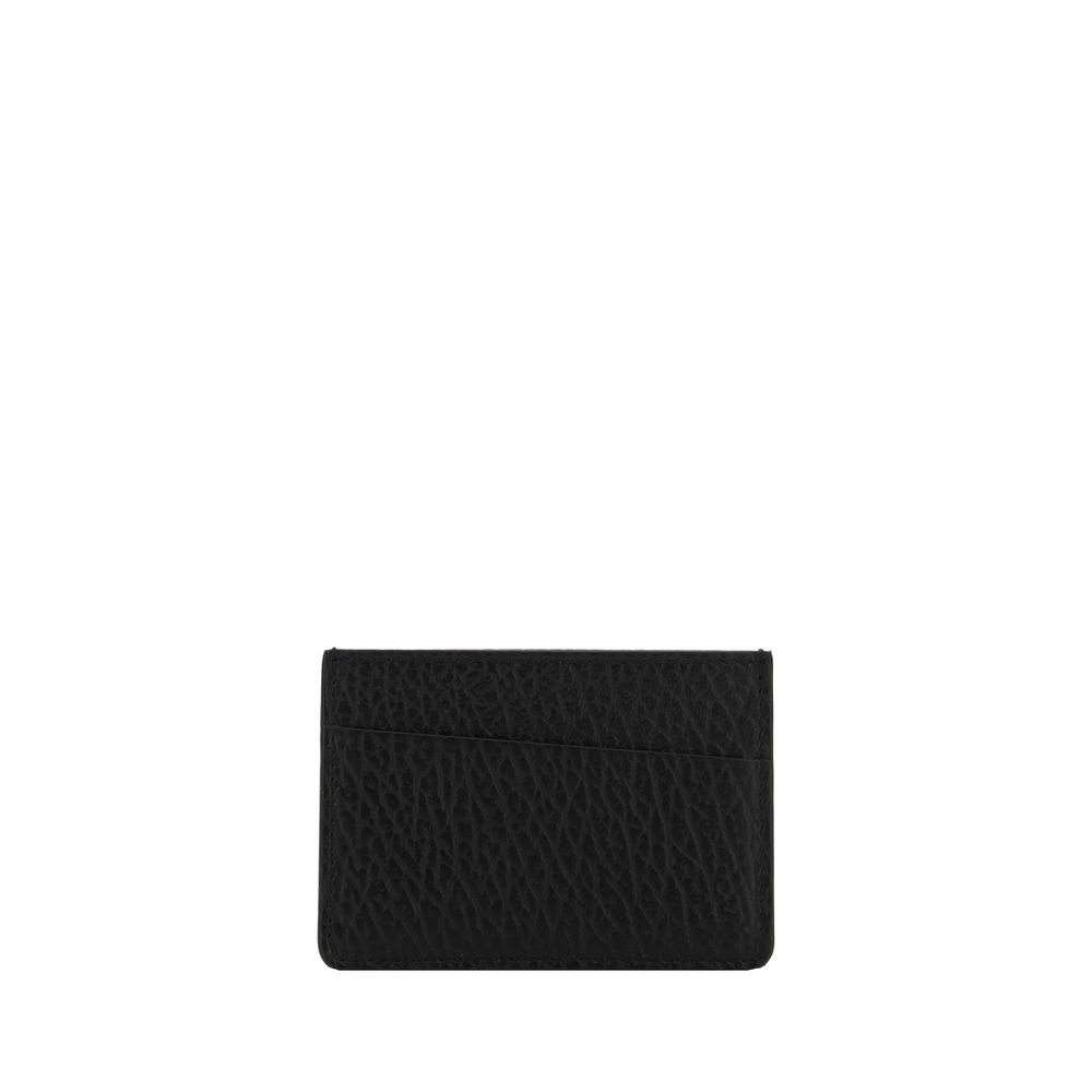 Maison Margiela black calf leather Bos Taurus wallet with multiple card slots and sleek design.