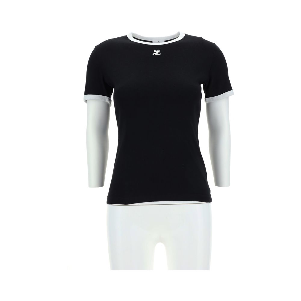 Courrèges Black Cotton T-Shirt Courrèges