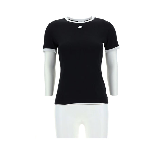 Courrèges Black Cotton T-Shirt Courrèges