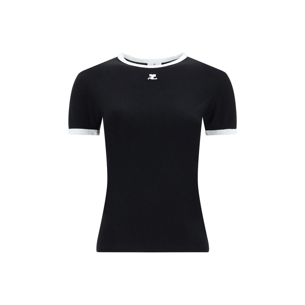 Courrèges Black Cotton T-Shirt Courrèges