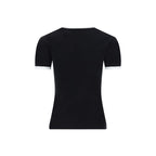 Black cotton T-shirt by Courrèges featuring a classic round neckline and minimalist design, perfect for casual wear.