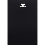 Black cotton T-shirt by Courrèges featuring a classic crew neck and minimalist design, displayed on a plain background.