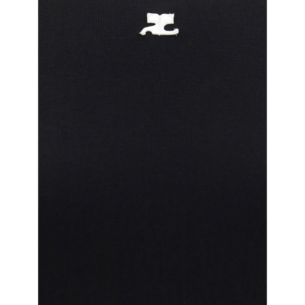 Courrèges Black Cotton T-Shirt Courrèges