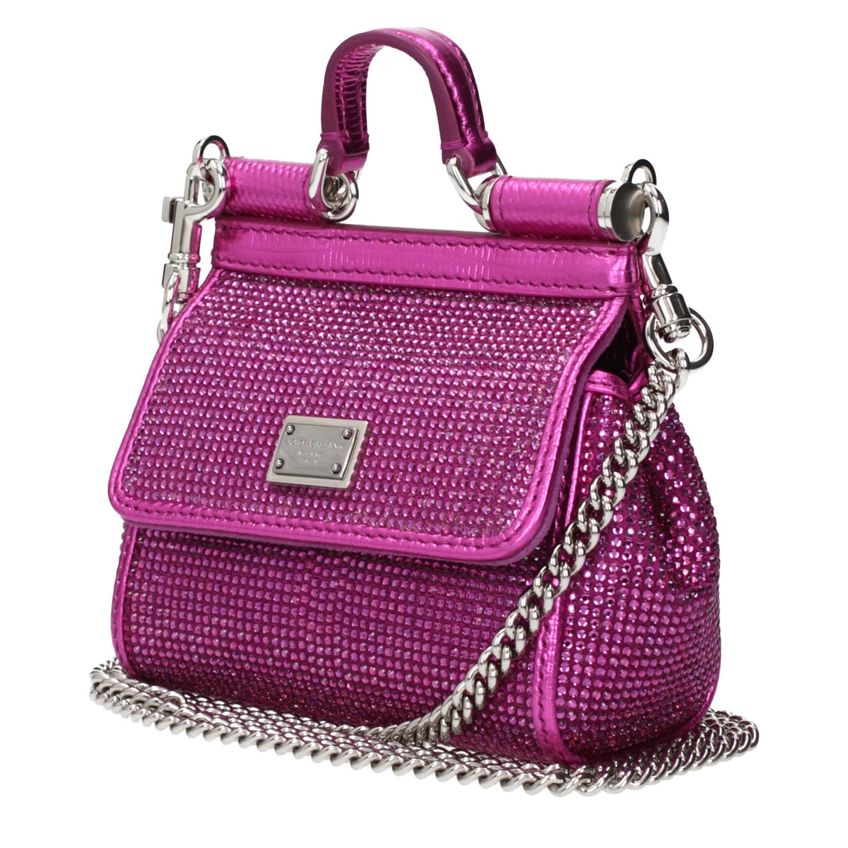 Pink satin Dolce & Gabbana handbag with gold-tone hardware and elegant design, showcasing a luxurious and stylish accessory.