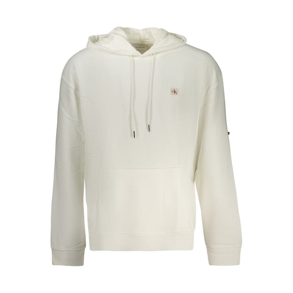 Calvin Klein white cotton men's sweatshirt with a classic crew neck and minimalist design, made from soft, comfortable fabric.