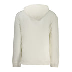 White cotton men's sweatshirt by Calvin Klein with a classic crew neck and minimalist style.