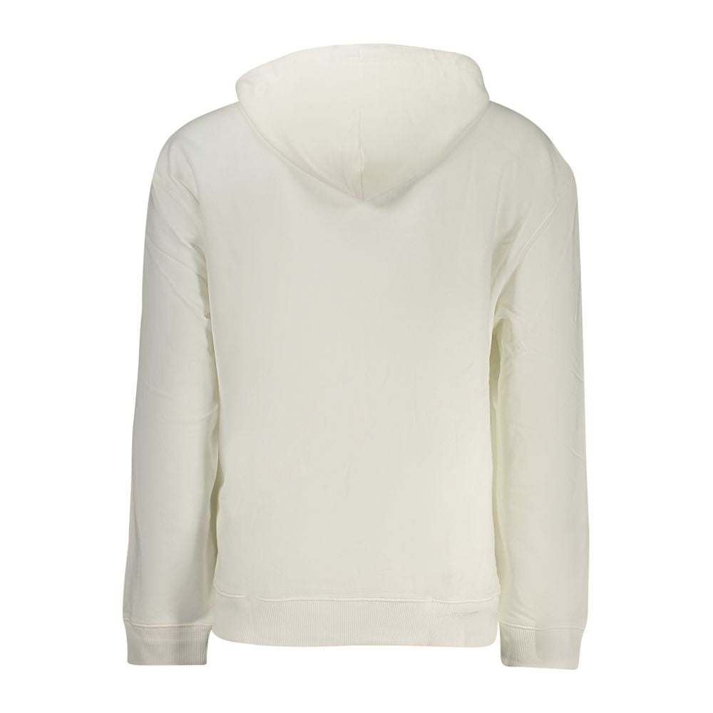 White cotton men's sweatshirt by Calvin Klein with a classic crew neck and minimalist style.