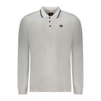 Norway 1963 Bianco cotton men's polo shirt displayed on a hanger, featuring a classic collar and short sleeves in white fabric.