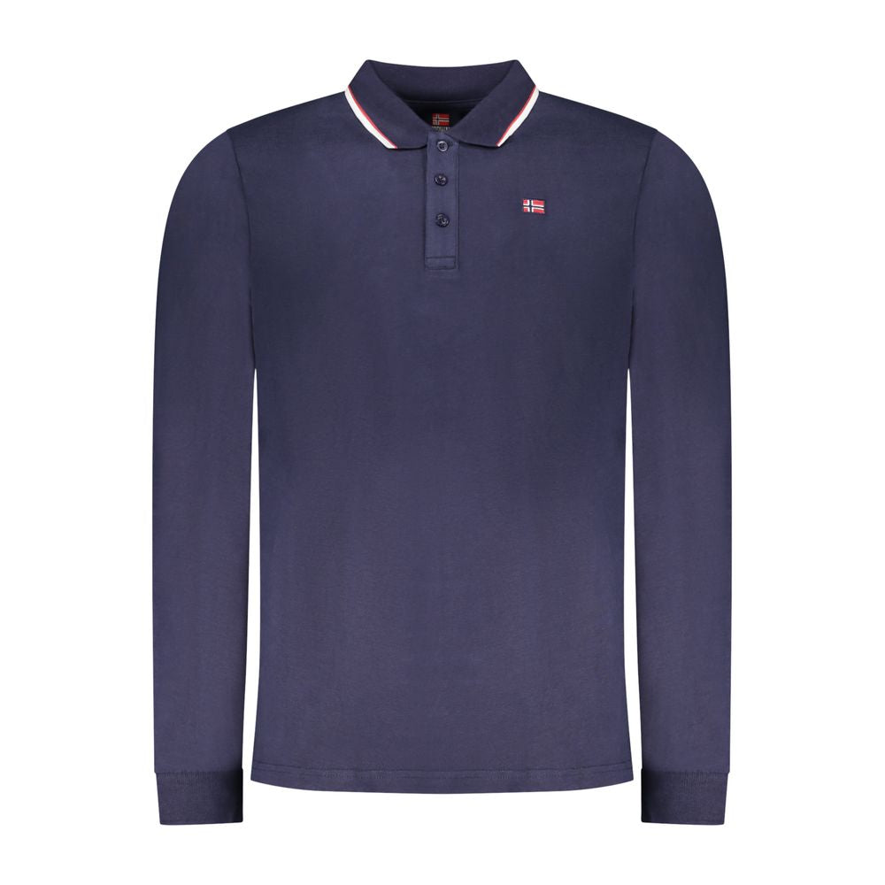 Norway 1963 men's blue cotton polo shirt with collar and short sleeves, casual men's fashion top.