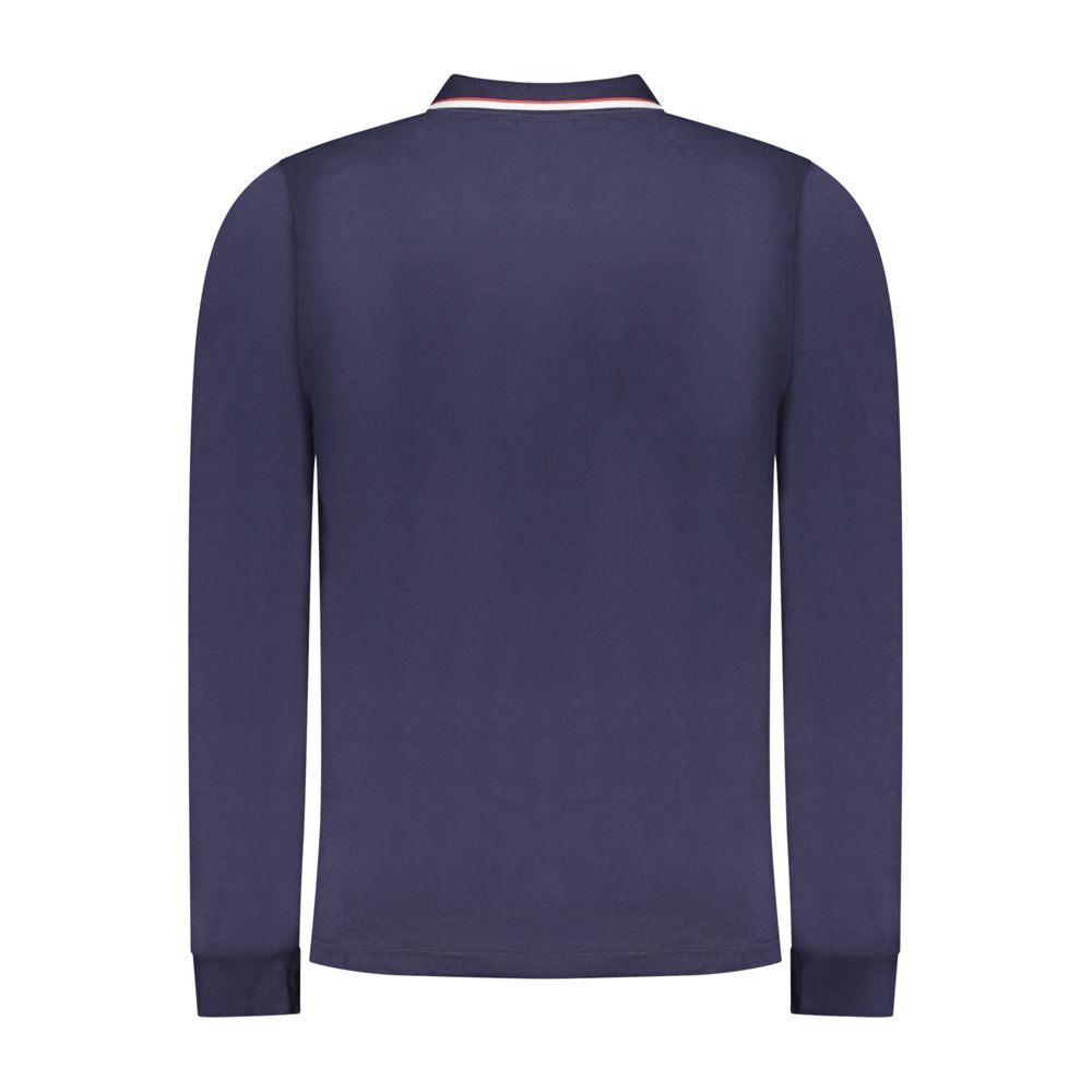 Norway 1963 men's blue cotton polo shirt with collar and short sleeves, casual style, displayed flat.