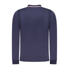 Norway 1963 men's blue cotton polo shirt with collar and short sleeves, casual style, displayed flat.