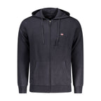 Norway 1963 men's blue polyester cardigan with button closure, casual knit sweater for everyday wear.