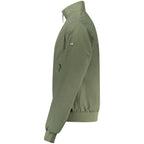 Norway 1963 Verde Cotton Men's Jacket displayed on a hanger, featuring a classic design with a front zipper and collar.