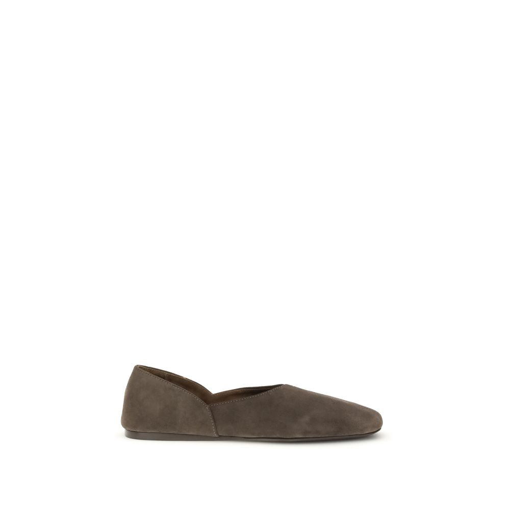 Khaite Brown Calf Leather Bos Taurus Ballet Flats Khaite